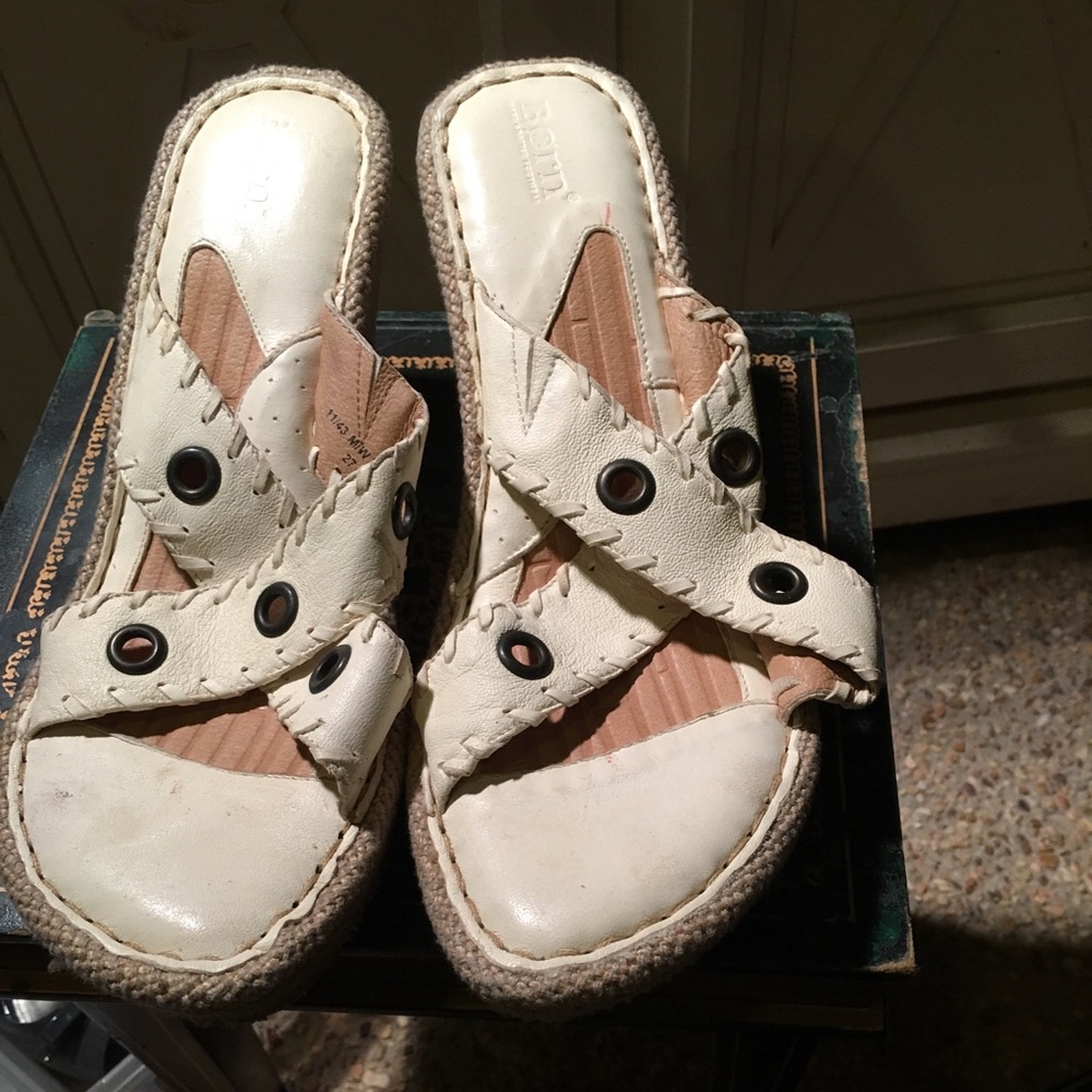 Beige Born Sandals Comfortable Shoes Worn Once